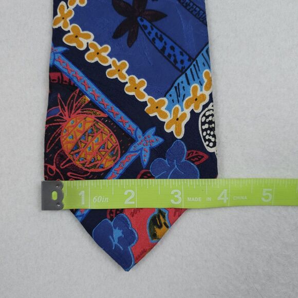 Ermenegildo Zegna Blue Red Neon Floral Print 100% Silk Neck Tie Designer - Picture 7 of 7